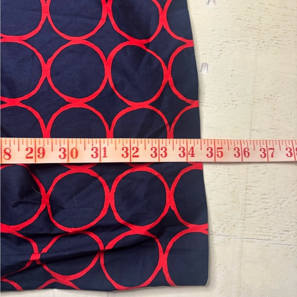 Trina Turk Dress Sleeveless Sheath Short Navy Blue Red Circles Size 8 Medium New - Picture 2 of 8